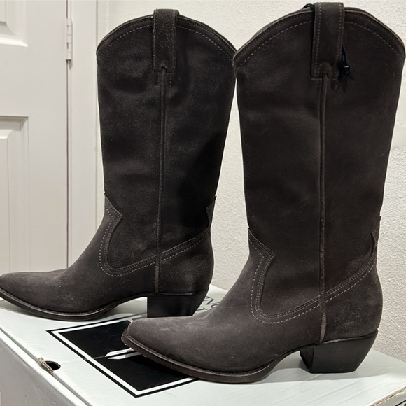 Frye Sacha Grey Smoke Suede Tall Boot 8.5 - Picture 4 of 7